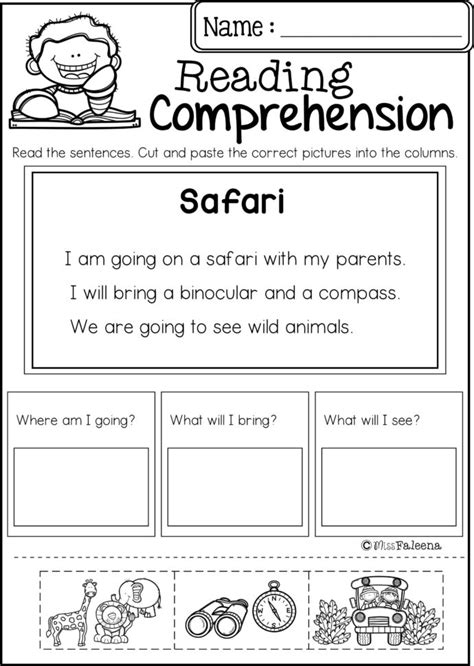 early reading comprehension worksheets preschool  db