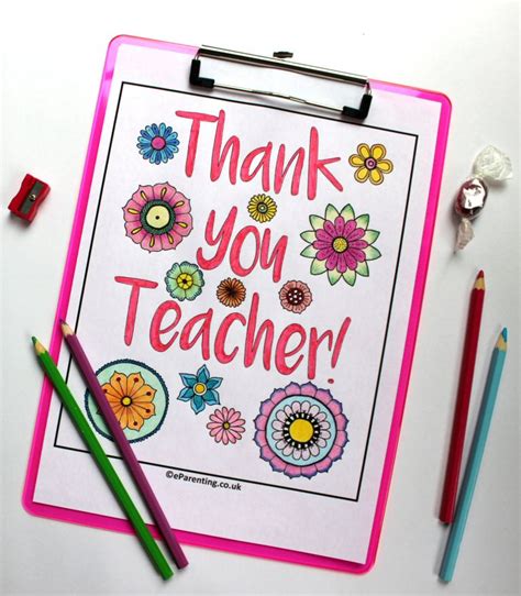 Teacher Appreciation Colouring Picture Free Printable