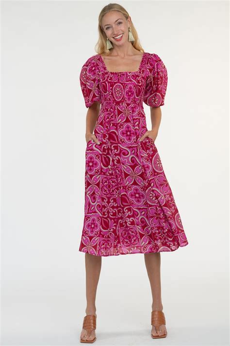 Olivia James Bridget Midi Dress Tile Monkees Of Mount Pleasant