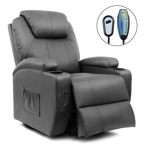 Free 2 Day Shipping Buy Walnew Power Lift Recliner With Massage And Heat Gray Faux Leather At