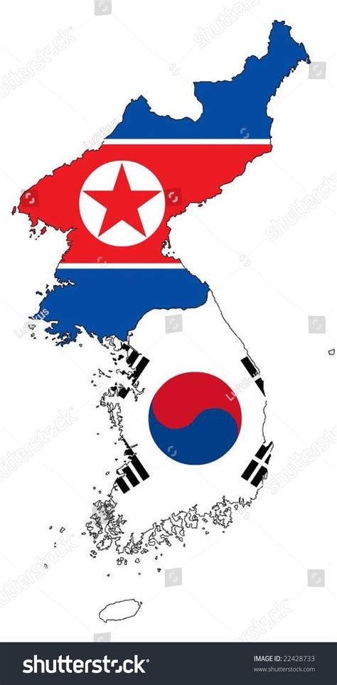 Map North South Korea Flag Vector Vector De Stock Libre De Regal As