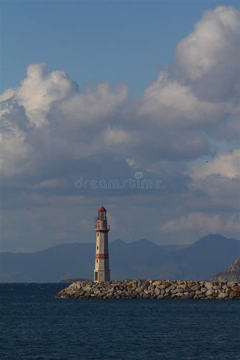Seaside Town Of Turgutreis And Lighthouse Stock Image Image Of Corona