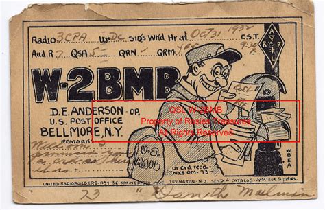 1932 Vintage Postcard Cartoon Art Qsl Card W 2bmb Otto Eppers Amateur Radio Qsl Cards