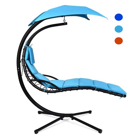Giantex Hanging Chaise Lounger Chair Arc Stand Porch Swing Chair