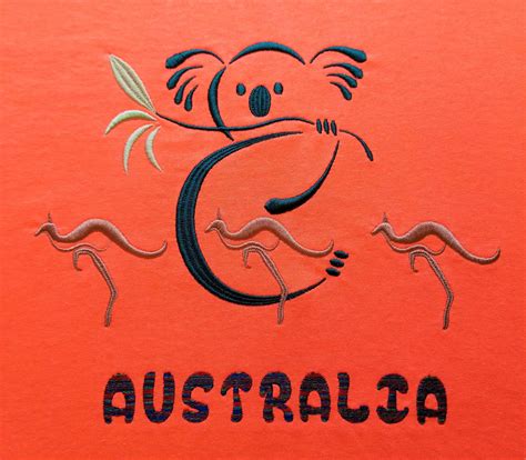 Koala Roo Australia Embroidery Design Kangaroo And Koala With Etsy