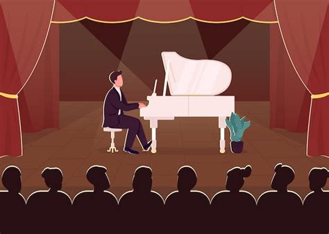 Premium Vector | Pianist sits at the piano and plays music. sketch