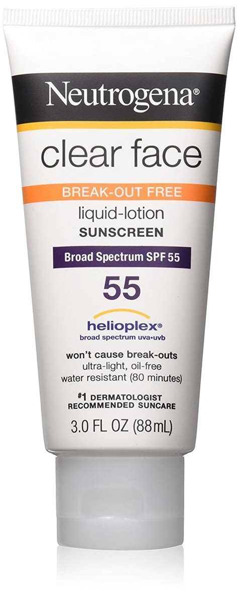 Neutrogena Clear Acne Face Break Out Free Liquid Lotion Sunscreen Spf