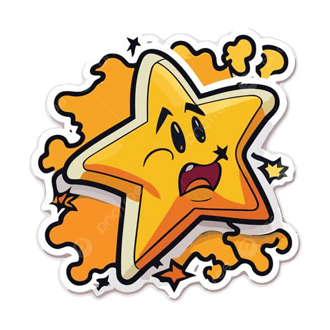 Stiker Bintang Kartun Vektor Karakter Jeruk Desain Stiker Dengan