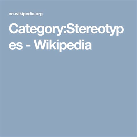 Categorystereotypes Wikipedia Stereotype Wikipedia Category