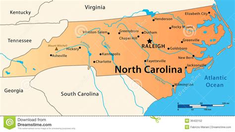 Carolina Map Del Nord Illustrazione Vettoriale Illustrazione Di
