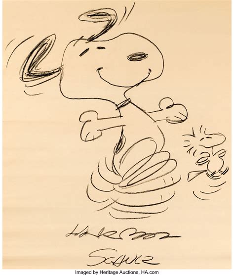 Charles Schulz Snoopy And Woodstock Original Art Undated Lot