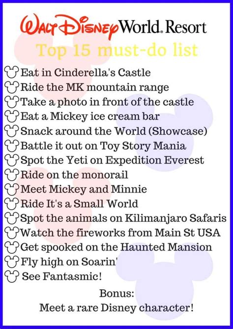 First Trip To Walt Disney World Top 15 Must Do Items For Your Bucket
