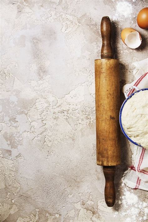 Raw Dough And Rolling Pin Stock Photo Image Of Culinary 105845202