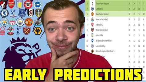 My Early 2022 23 Premier League Table Predictions Youtube