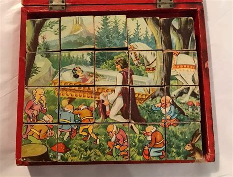 Vintage original disney snow white puzzle blocks. Vintage multi scene Disney Snow White & Seven Dwarfs ...