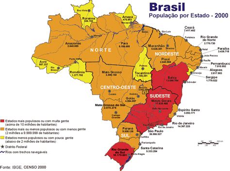 Brasil Mapa Do Brasil População Demografia