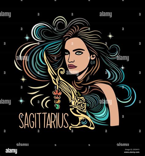 Sagittarius Zodiac Sign With Girl Vector Art Stock Vector Image And Art