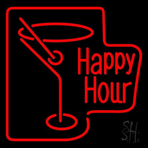 Martini Glass Happy Hour Neon Sign Happy Hour Neon Signs Every