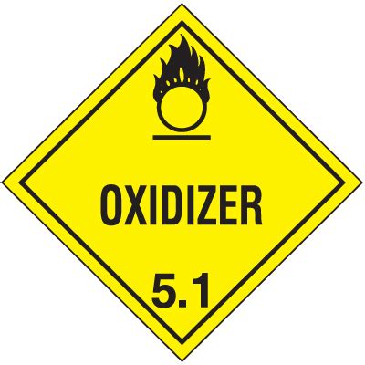 Oxidizer 5 1 Hazard Class 5 Material Shipping Labels Emedco