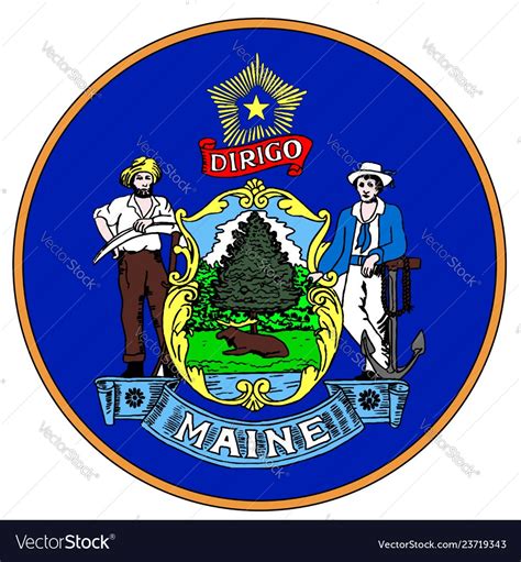 Maine State Seal Royalty Free Vector Image Vectorstock