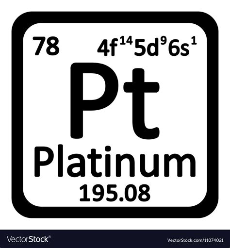 Periodic Table Element Platinum Icon Royalty Free Vector