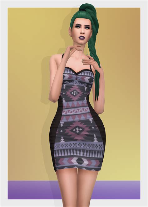 Sims 4 Ccs The Best Aztec Dress Ruched By Bustedpixels