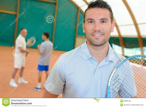 Man In Tennis Court Stock Photo Image Of Serve Service 90835138
