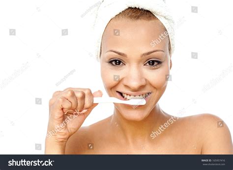 Gorgeous Woman Brushing Her Teeth Stock Photo Shutterstock