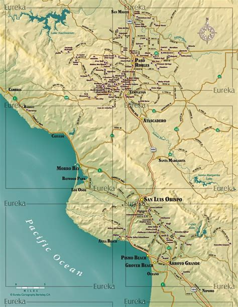 San Luis Obispo Regional Wineries Map ©eureka Cartography Berkeley Ca