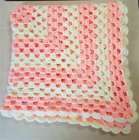 Peaches And Cream Crochet Granny Square Baby Blanket Etsy