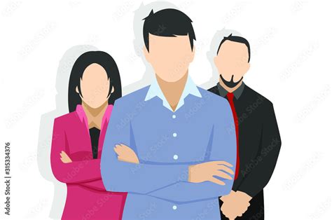 Group Of Faceless People With Suit And Doing Some Work Together Flat