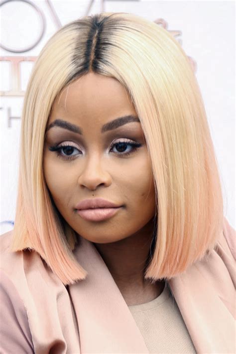 Blac Chyna Straight Platinum Blonde Blunt Cut Bob Dark Roots Hairstyle Steal Her Style