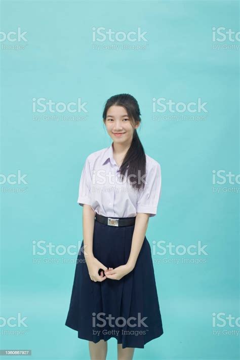 Portrait Of Thai High School Student In Student Uniform Stock Photo