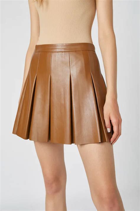Faux Leather Box Pleat Mini Skirt Pull Bear Pleated Skirt Short Mini Skirts Skirts