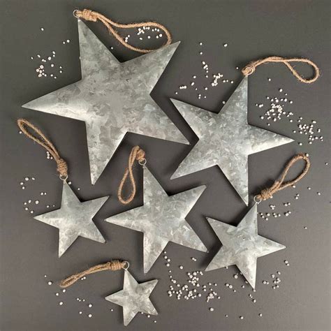 Silver Star Hanging Christmas Decoration By Nest