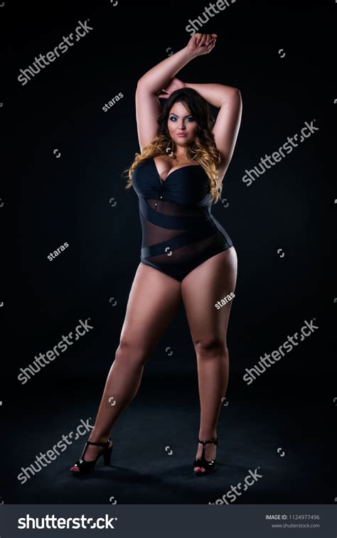 Plus Size Sexy Model Swimsuit Fat Foto Stok Shutterstock