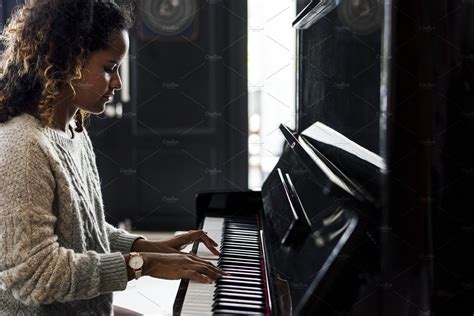 Woman Playing On A Piano ~ People Photos ~ Creative Market