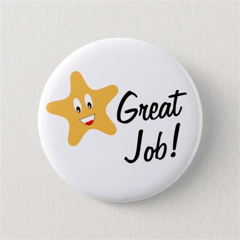 Great Job Gold Star Pinback Button