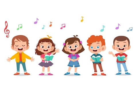 Premium Vector Cartoon Group Of Children Singing In The School Choir