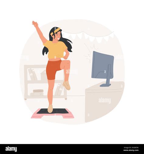 Step Aerobics Isolated Cartoon Vector Illustration Sporty Young Woman