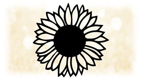 Shape Clipart Easy Large Black And White Sunflower Outline Or Etsy