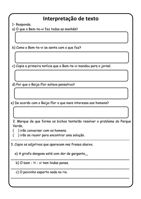 Texto Com Interpretação 5º Ano Português 5º Ano
