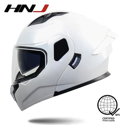 Hnj 937 Plain Mens Full Face Motorcycle Helmet Dual Visor Modular Open