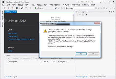 如何修复 Microsoft Visual Studio 错误包未正确加载 How can I fix the Microsoft