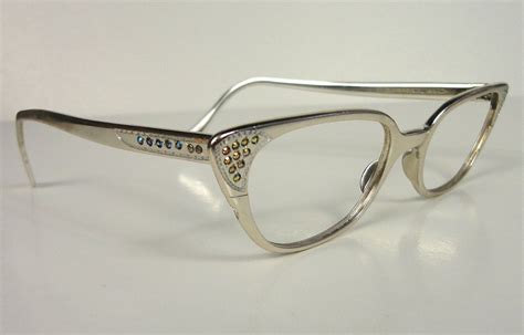 Silver Aluminum Vintage Cat Eye Eyeglass Frames Glasses 1960s Etsy Vintage Eyeglasses Frames