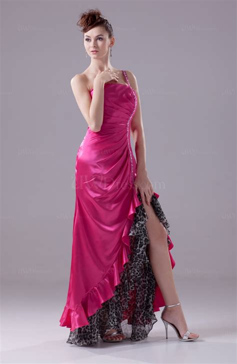 Hot Pink Sexy A Line Sleeveless Criss Cross Straps Silk Like Satin Party Dresses