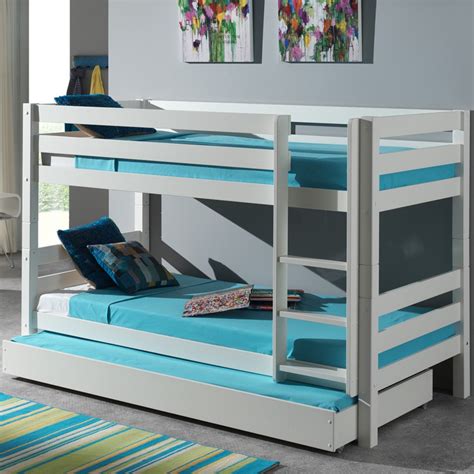 Ce lit possède des dimensions de 209 cm de long, 97 cm de large, pour 75 cm. Lit Enfant Superposé & Tiroir de Lit "Pino" Blanc