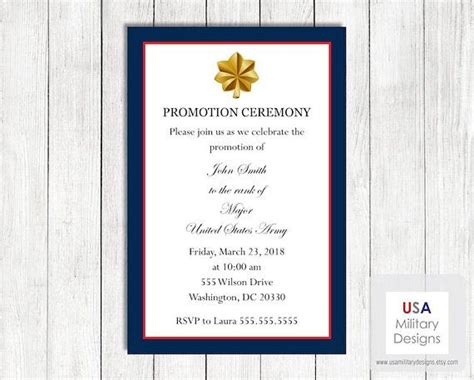 Army Promotion Ceremony Invitation Printable Army Promotion Etsy