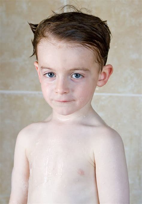 Small Boy Standing In The Bath Stock Photo Image Of White Portrait