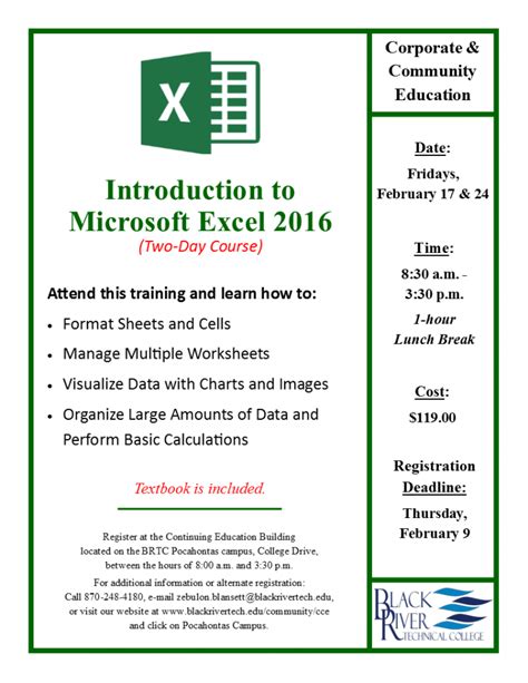 Introduction To Microsoft Excel 2016 Spring 2017 Corning Arkansas